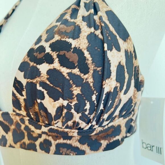Bar III Cheetah Print Halter Bikini Top Brown Natural Size XS - Picture 5 of 10